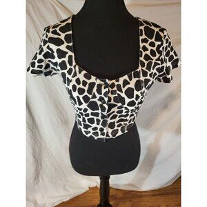 Vintage Energie Bi Currants Size Small Cow Pattern Cropped Button Up Top